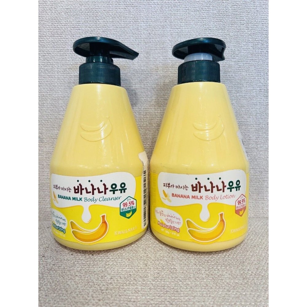 Welcos Kwailnara Banana Milk Body Cleanser & Lotion Combo Set Of 2 Brand New